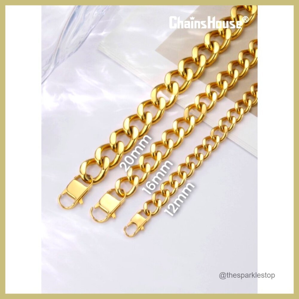 Chunky Gold Plated Stainless Steel Cuban Link Choker Necklace - Picture 7 of 7